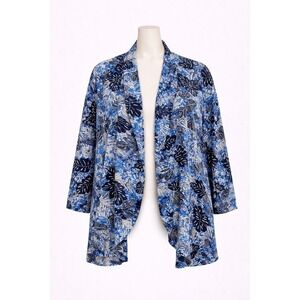 Attitudes‎ by Renee Womens 3X Regular Printed Como Jersey Lounge Duster Blue NWT